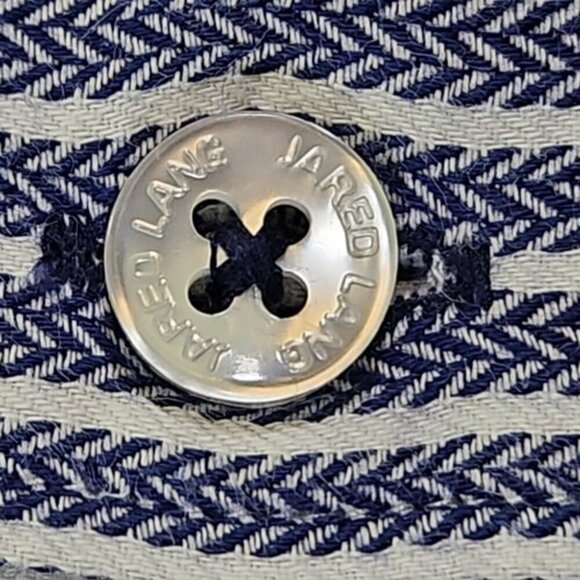 Jared Lang After Hours Shirt Men's XL Blue Cotton Herringbone Slim Fit Button-Up - Picture 16 of 16